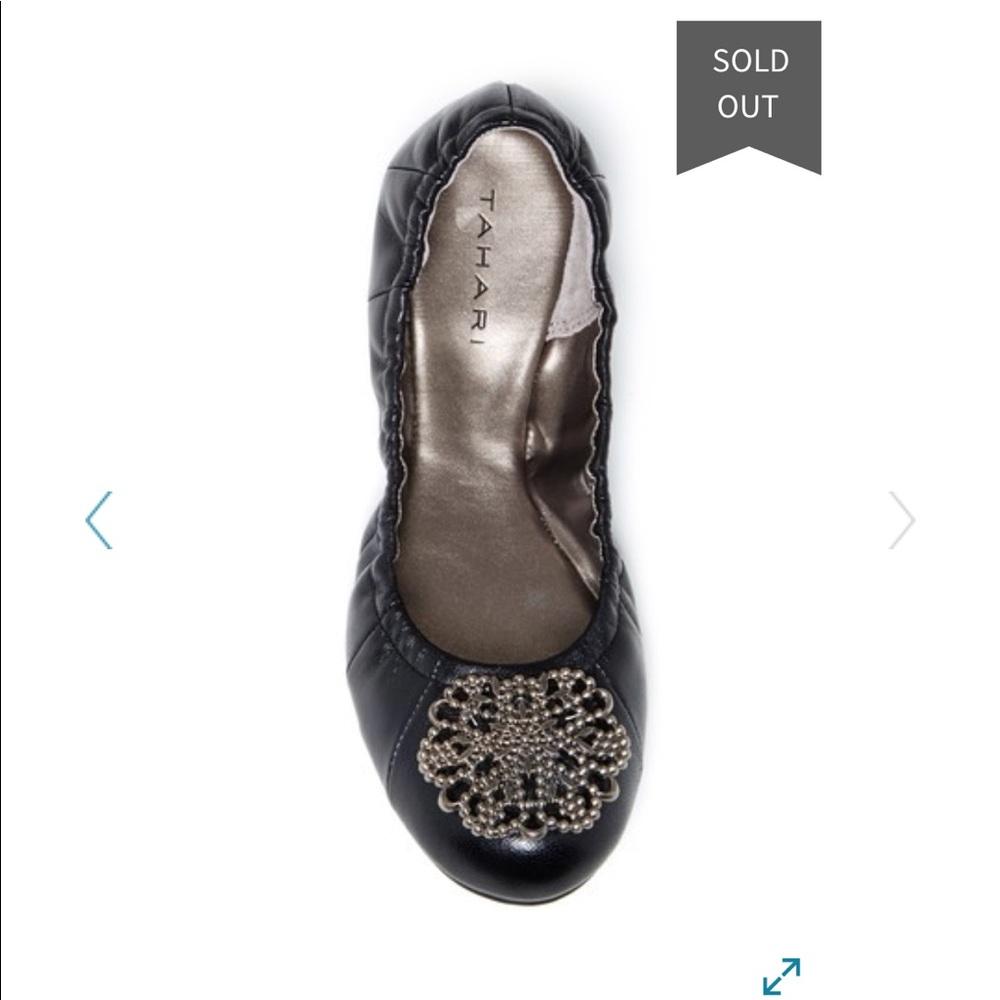 Tahari leather embellished ballet flat